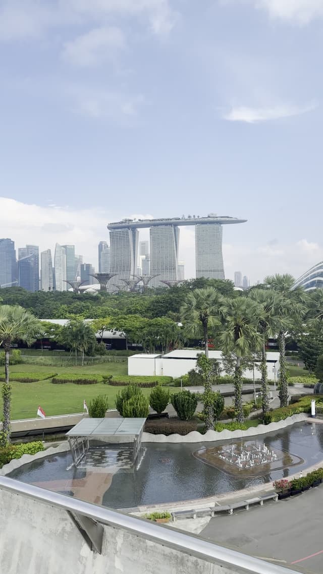 Marina Bay Sands above the gardens in Singapore